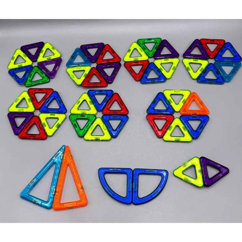 Magformers Magnetic Building Tiles 105 Pc Set Rainbow Colors STEM Mixed Shapes